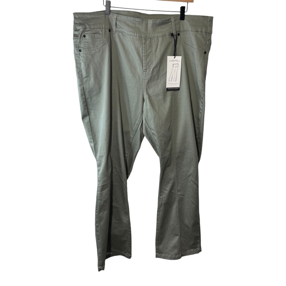 Frankie & Stella Slim Flare Leg Green Pull on Pants Size 24 NWT Brand New